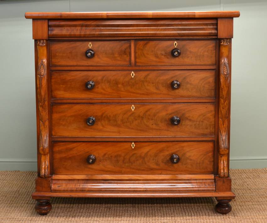 Antique Scottish Chest of Drawers 5 Large Victorian Mahogany Scottish Chest of Drawers