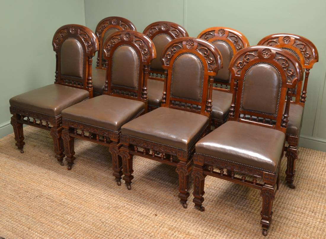 Antique Furniture by The Cabinet Makers A Blain Liverpool 2 Superb Set of Eight Victorian Antique Walnut Dining Chairs