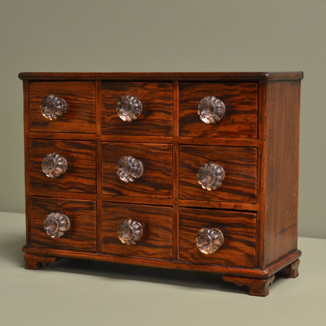Antique Victorian Pitch Pine Small Chest of Spice Drawers / Apprentice Drawers