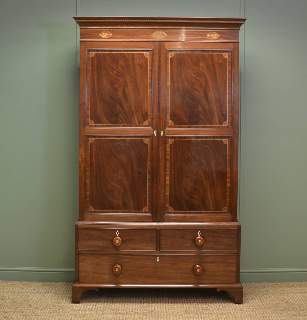Antique Inlaid Furniture 16 Superb Quality Inlaid Georgian Mahogany Antique Cupboard