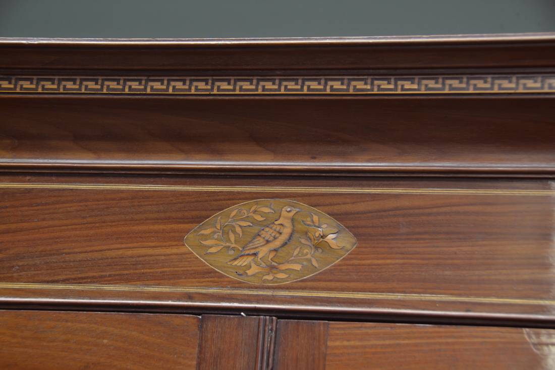 Antique Inlaid Furniture 18 Inlaid bird on Antique Cupboard