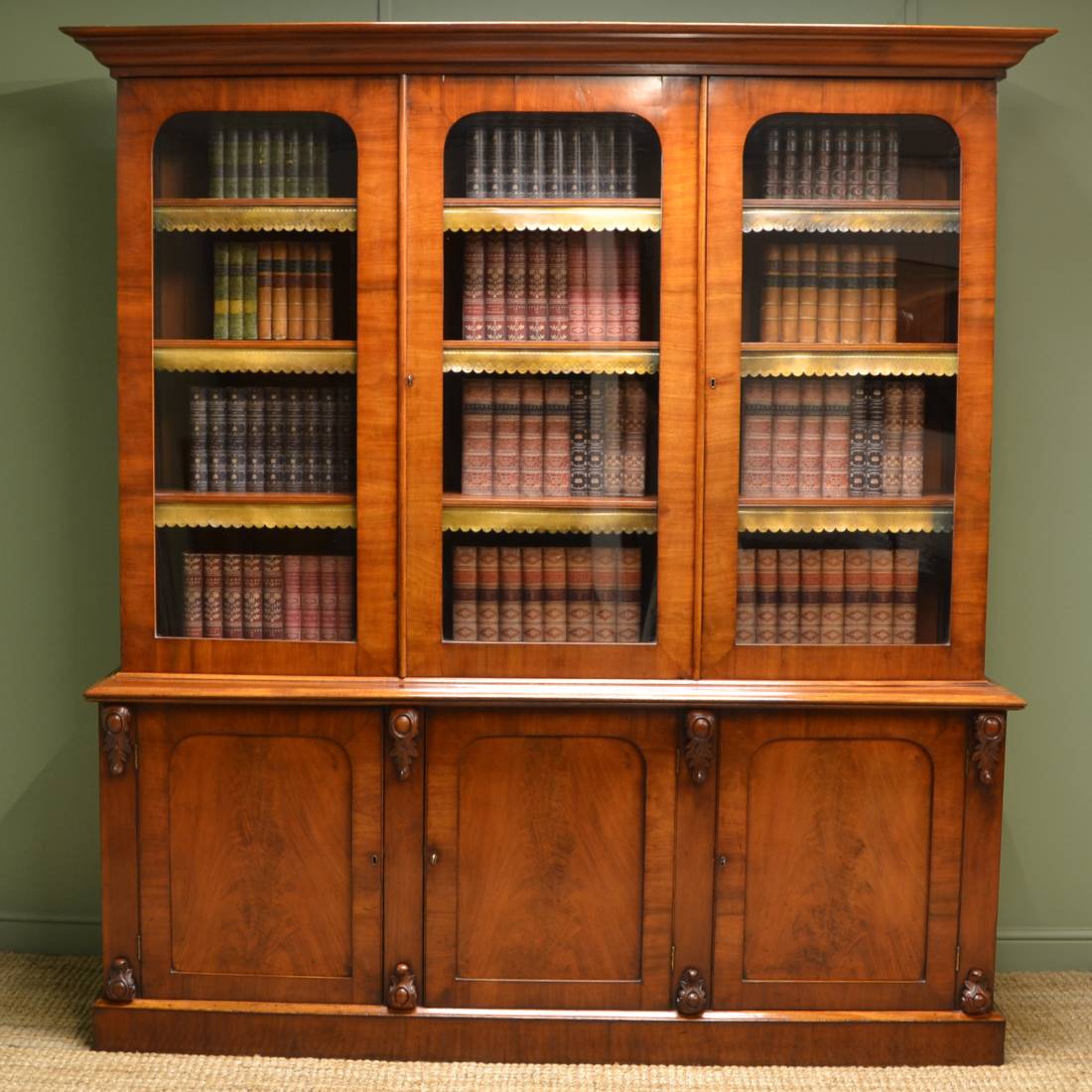 Stunning Figured Mahogany Large Antique Library Bookcase