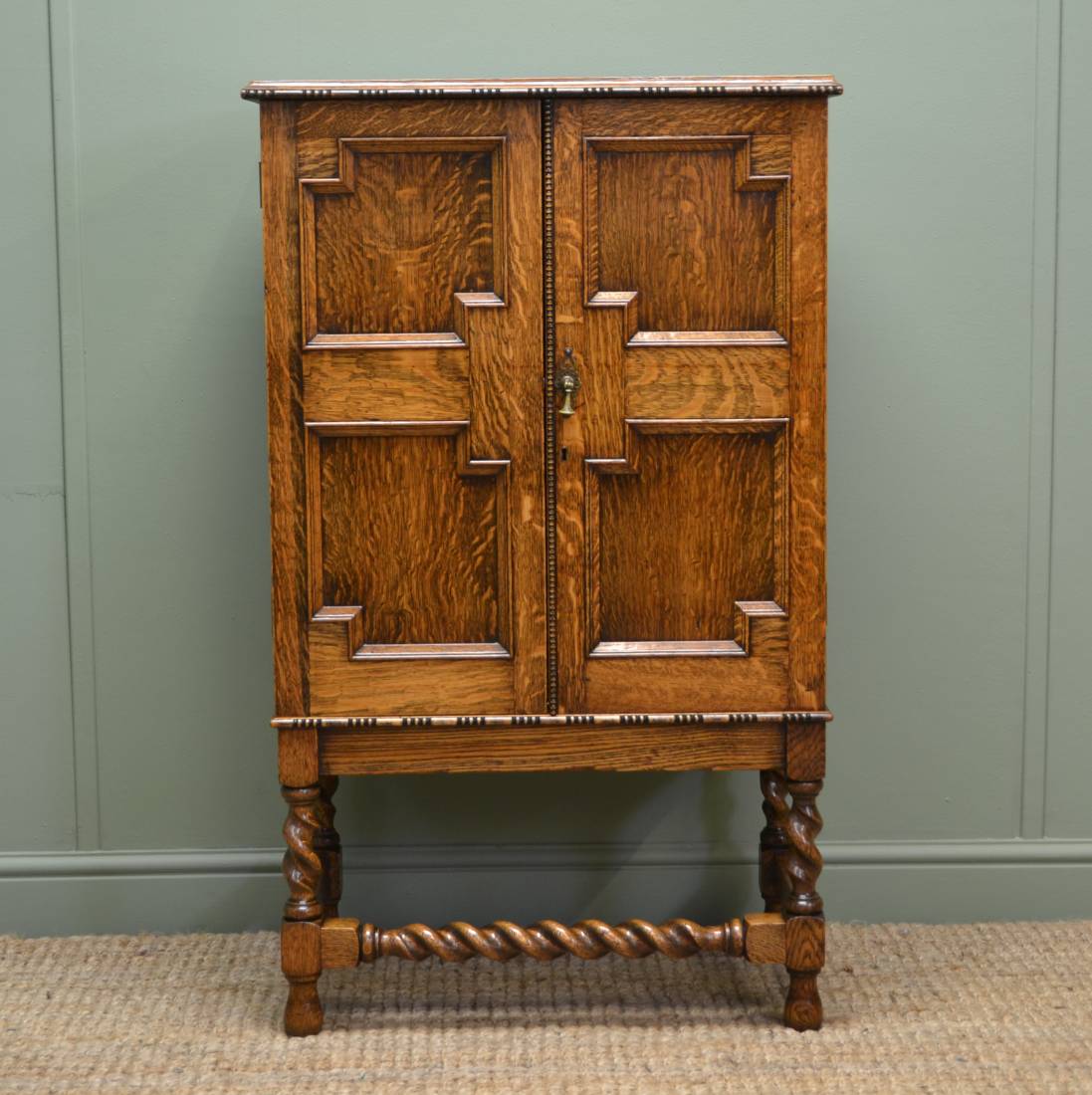 Edwardian Golden Oak Small Antique Cupboard