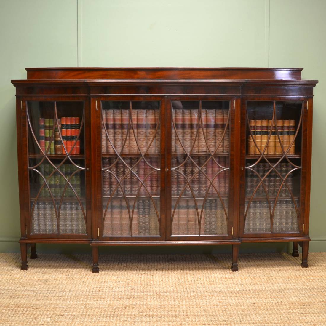 Spectacular Wylie & Lochhead Edwardian Break fronted Mahogany Antique Bookcase