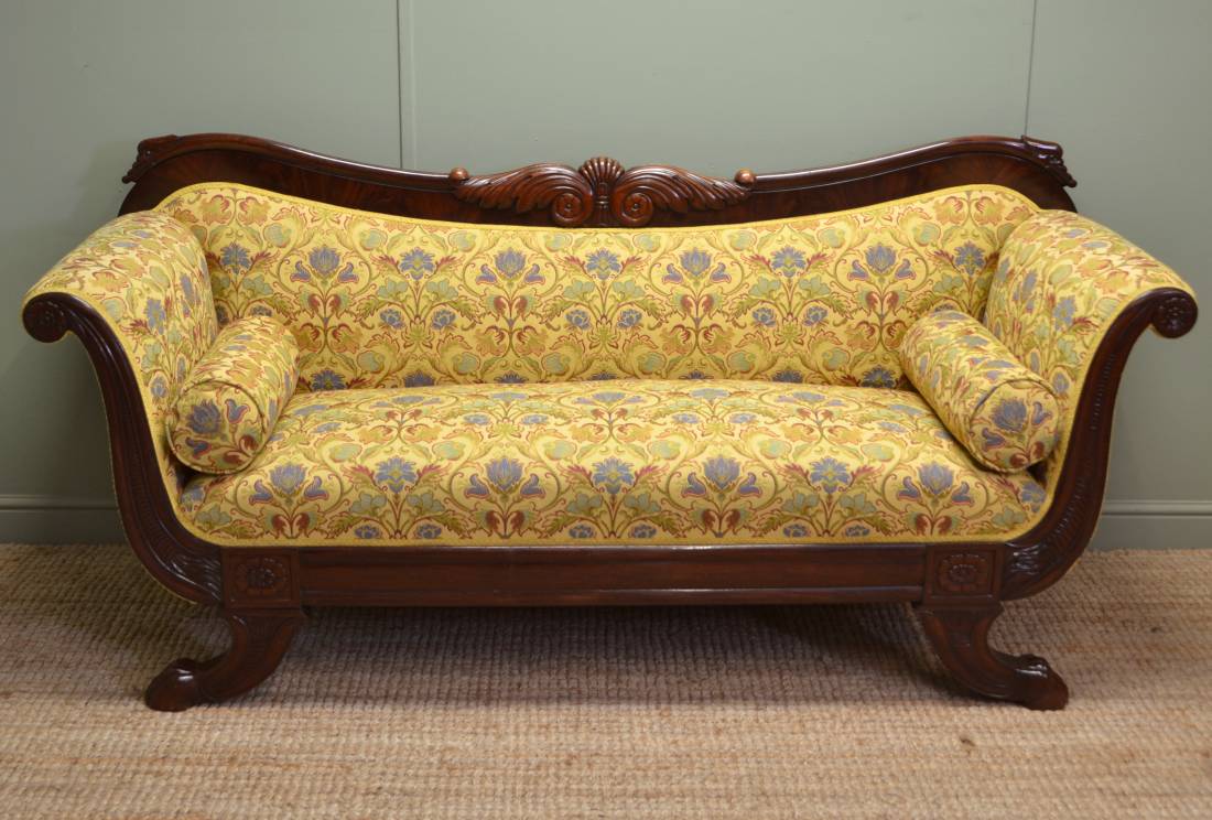 Regency Mahogany Sofa / Settee with lion paw feet