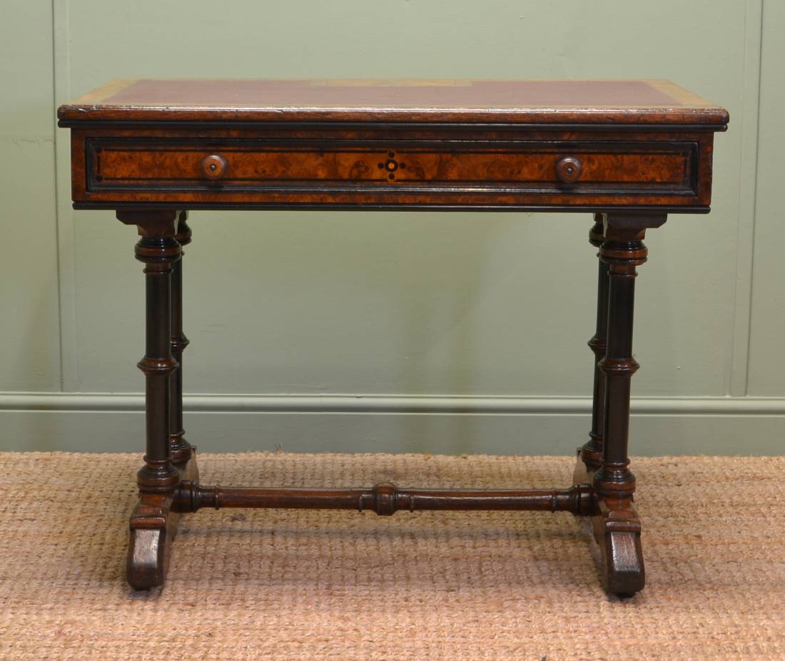 Unusual Lambs Of Manchester Figured Pollard Oak Antique Victorian Writing Table