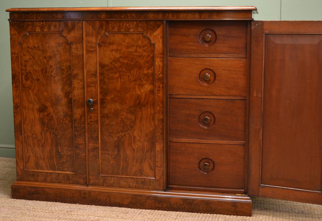 Magnificent Edwards & Roberts Victorian Antique Figured Burr Walnut Linen Cupboard