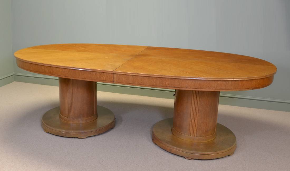 Huge Art Deco Stylish Antique Oak Dining / Board Room Table By Waring And Gillows