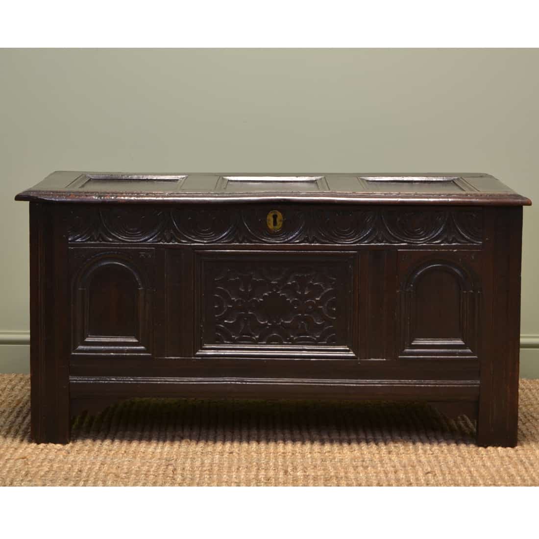 Beautifully Carved 17th Century Oak Antique Coffer Dated 1659