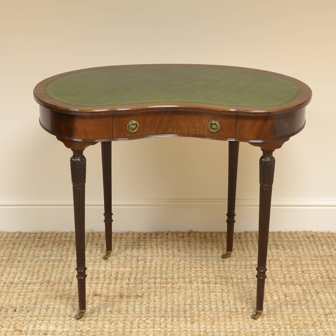 Mahogany Maple & Co Kidney Shaped Antique Writing Table