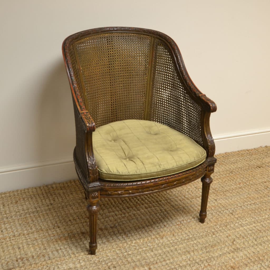 Decorative Victorian Country House Original Painted Antique Bergere Arm Chair