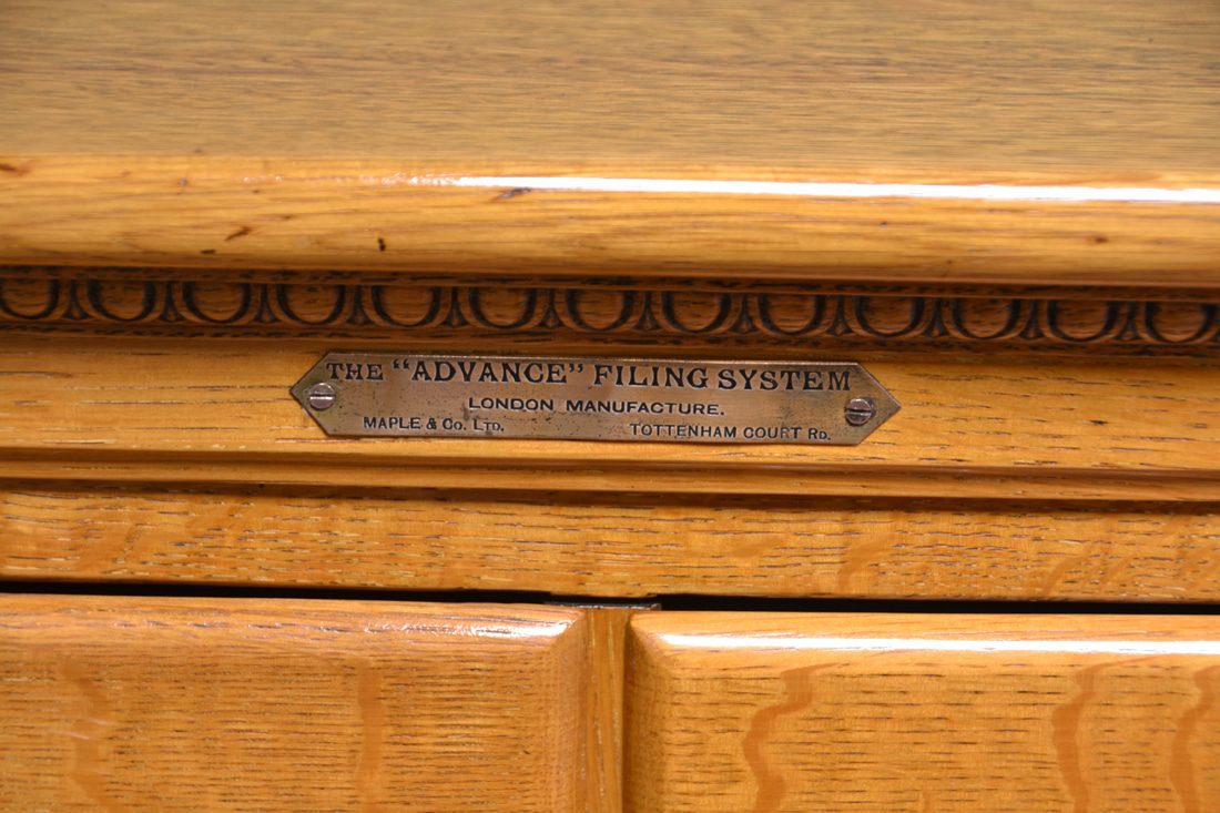 Rare Maple & Co Golden Oak Antique Filing Cabinet