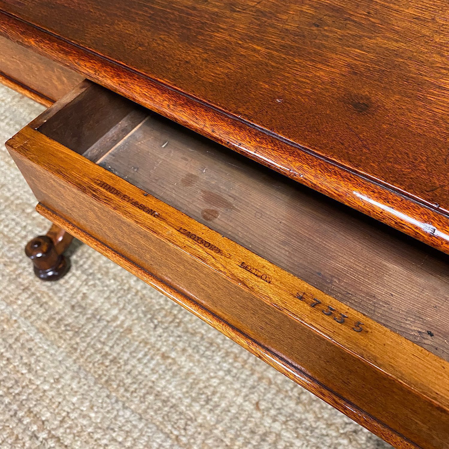 Antique Furniture by Miles and Edwards (C Hindley) 7 Stunning Antique Mahogany Library Table by Charles Hindley & Sons