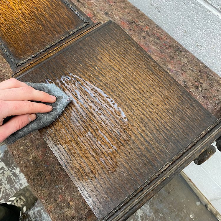How to Clean and Restore your Antique Clock 2 apply the clock case restorer