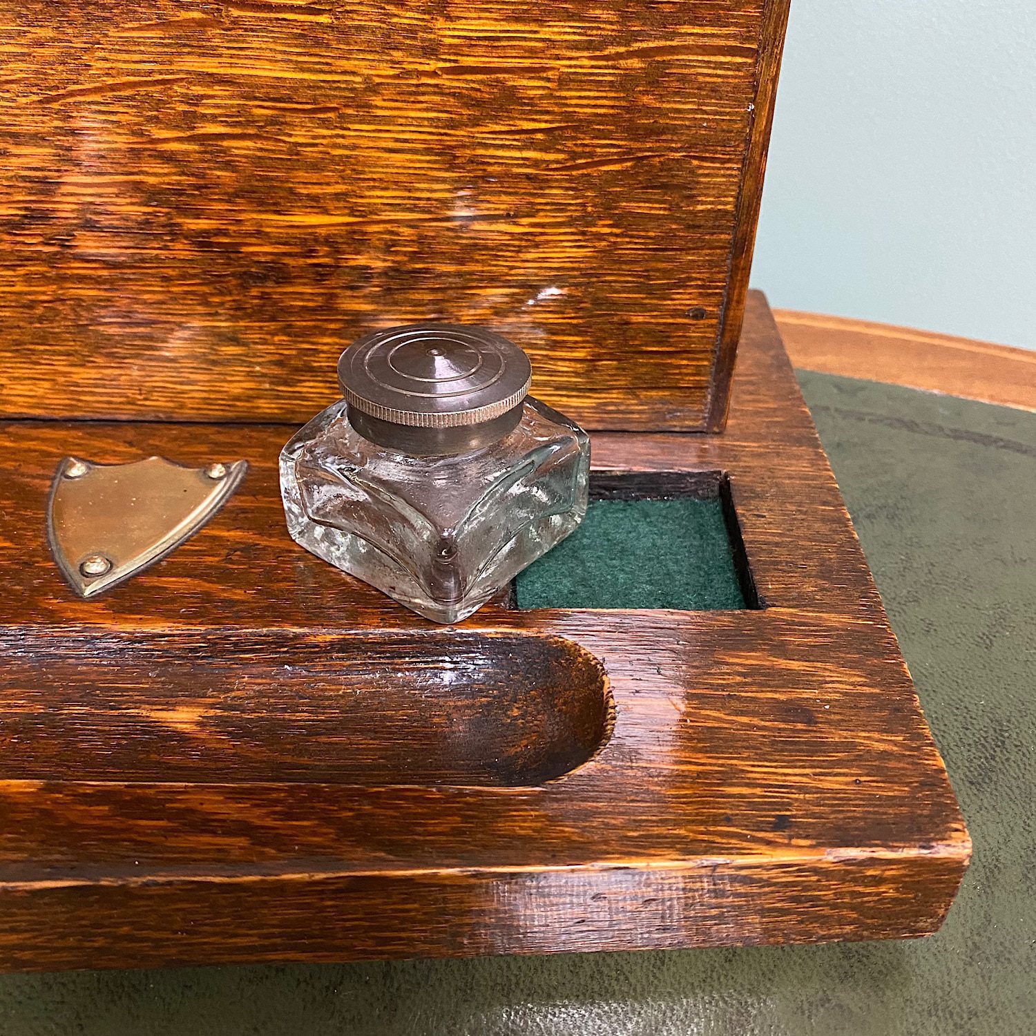 Quality Victorian Oak Antique Stationary Box 3 Quality Victorian Oak Antique Stationary Box