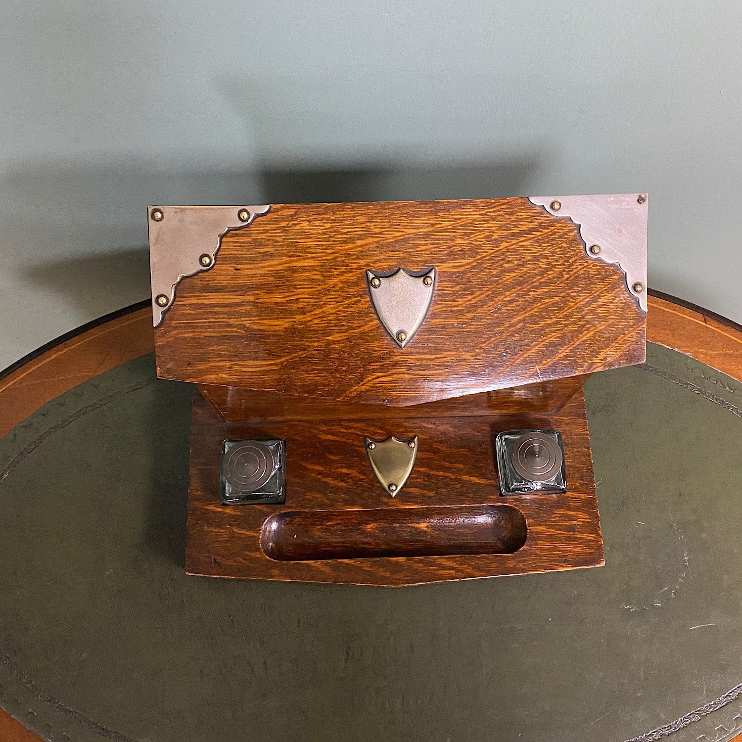 Quality Victorian Oak Antique Stationary Box 6 Quality Victorian Oak Antique Stationary Box
