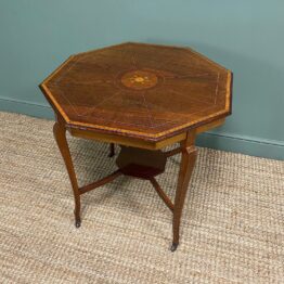 Antique Inlaid Furniture 5 Spectacular Quality Inlaid Mahogany Antique Centre Table / Lamp Table