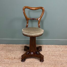 Spectacular Quality Regency Rosewood Antique Revolving Music Chair