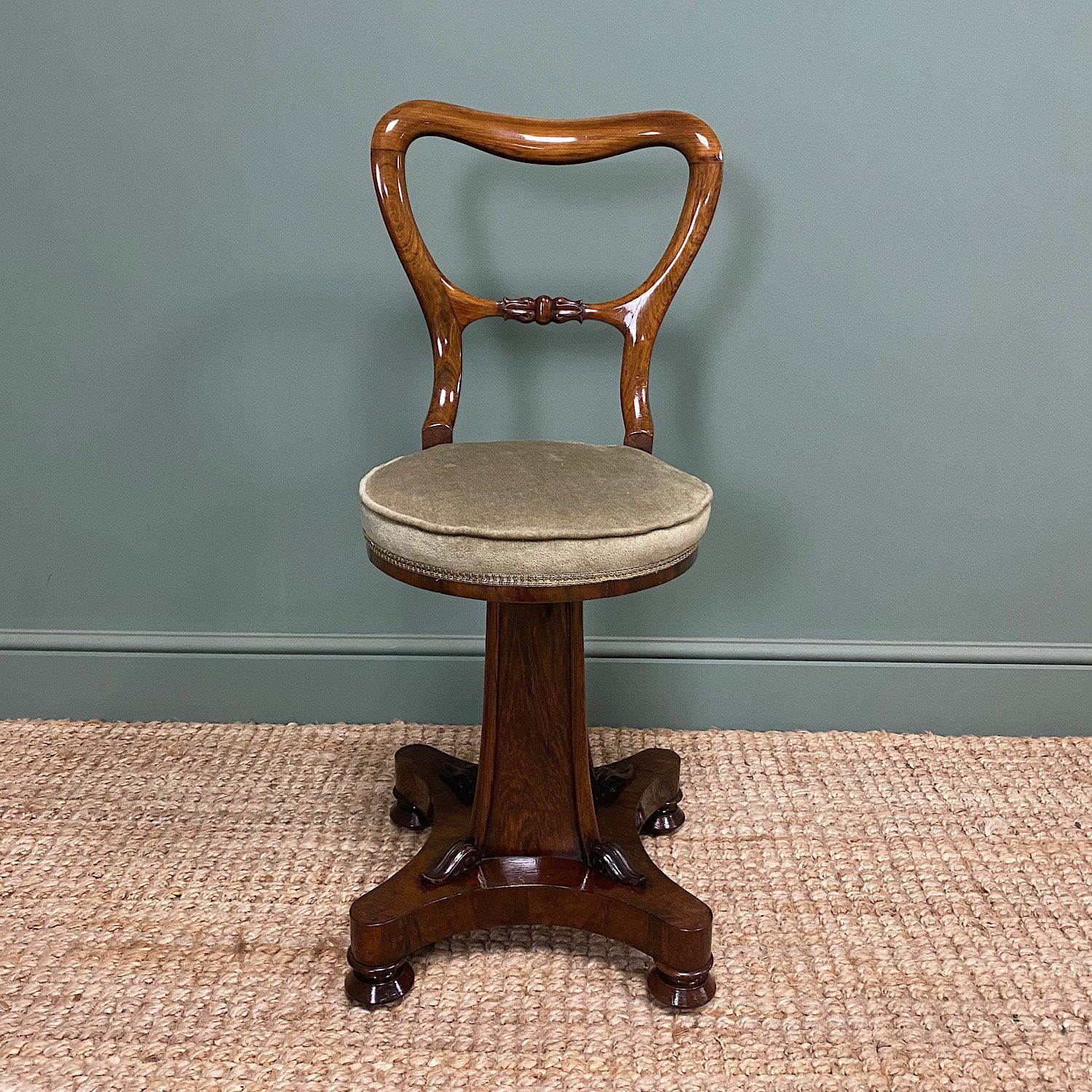 Spectacular Quality Regency Rosewood Antique Revolving Music Chair 3 Spectacular Quality Regency Rosewood Antique Revolving Music Chair
