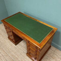 Large Victorian Mahogany Antique Pedestal Desk