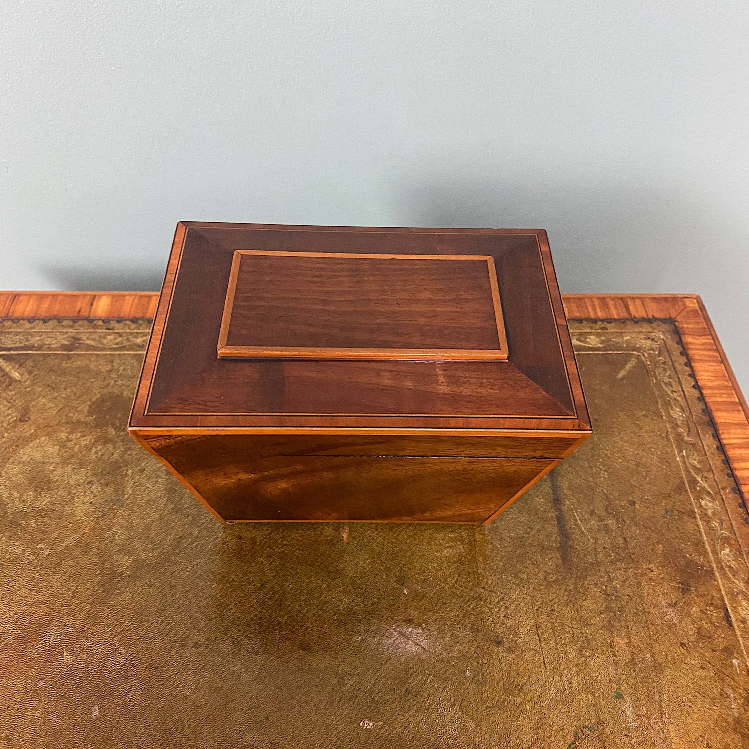 Small Mahogany Antique Tea Caddy 3 Small Mahogany Antique Tea Caddy