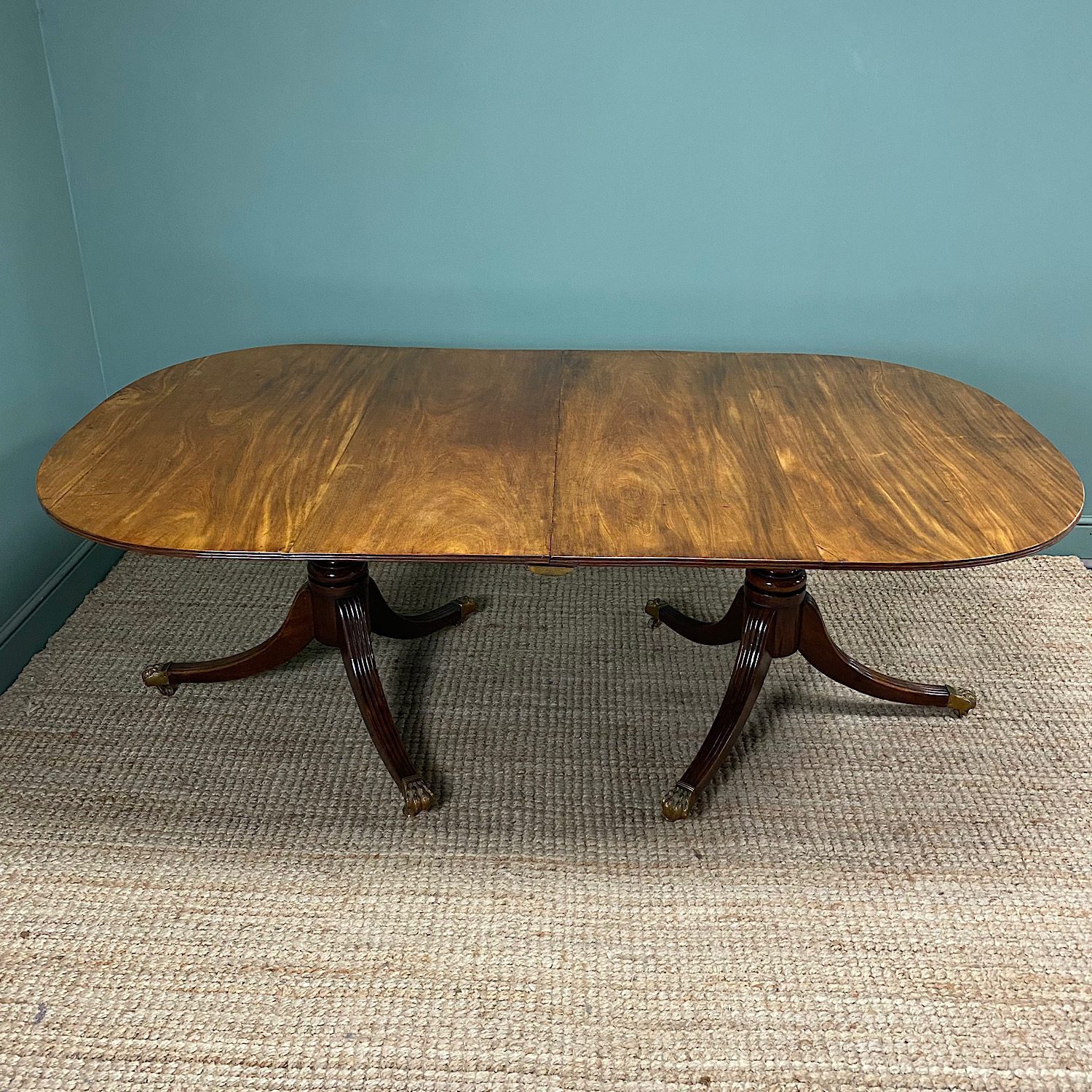 Regency Mahogany Twin Pillar Antique Dining Table 3 Regency Mahogany Twin Pillar Antique Dining Table