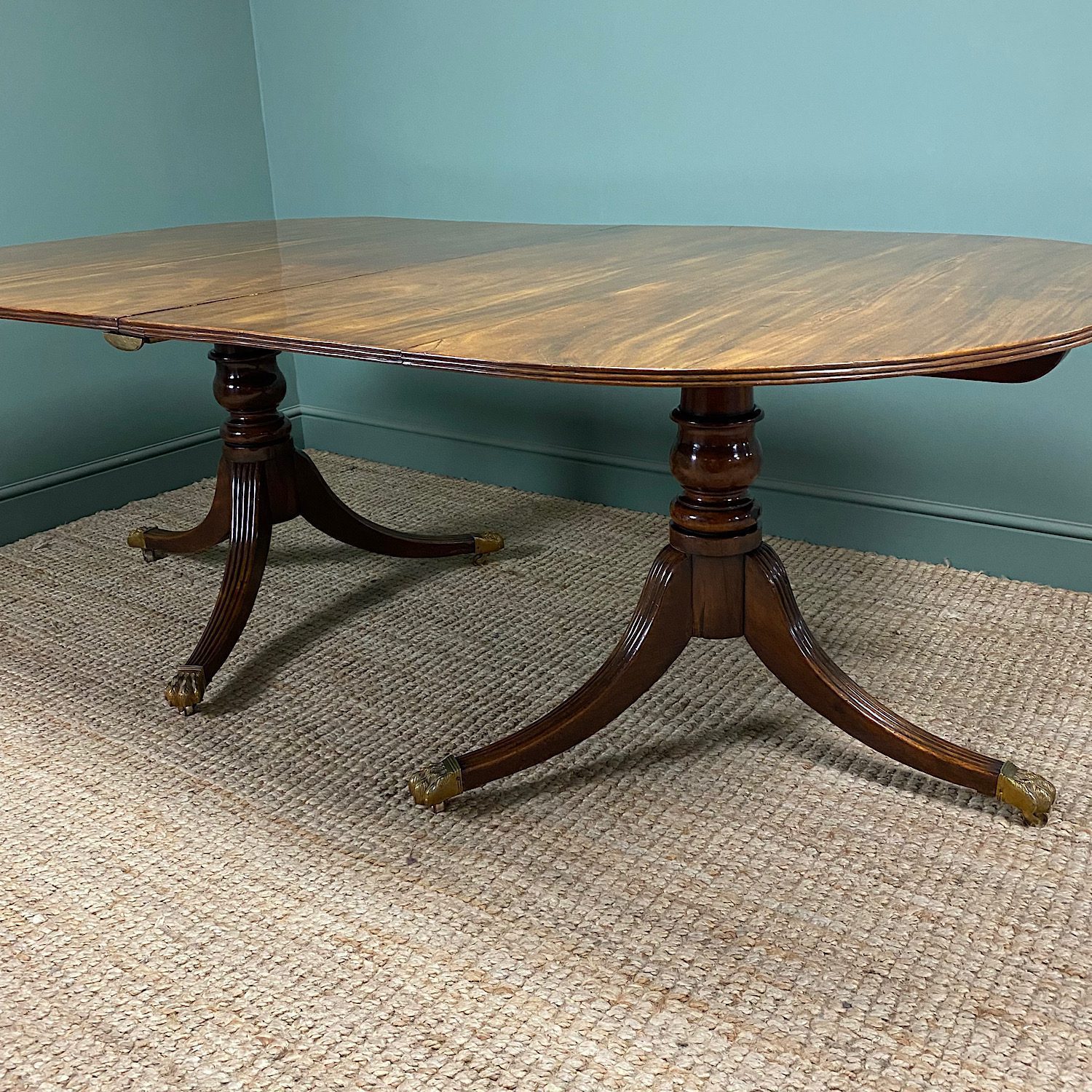 Regency Mahogany Twin Pillar Antique Dining Table 8 Regency Mahogany Twin Pillar Antique Dining Table