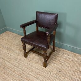 Quality Antique Oak & Leather Desk Chair