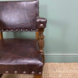 Quality Antique Oak & Leather Desk Chair