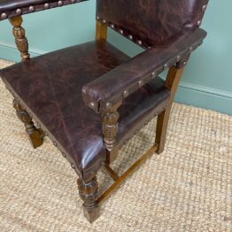 Quality Antique Oak & Leather Desk Chair