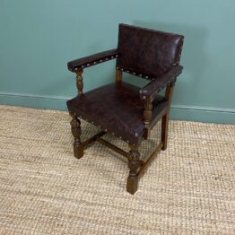 Quality Antique Oak & Leather Desk Chair