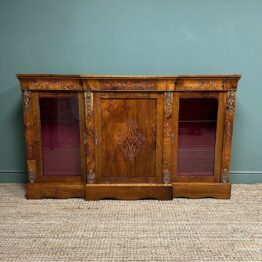 Sensational Figured Victorian Walnut Antique Credenza