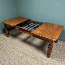 Large Victorian Wind Out Extending Antique Oak Dining Table