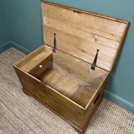 Antique Victorian Pine Bedding Box / Blanket Box