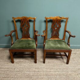Quality Pair of Antique Georgian Carver Arm Chairs