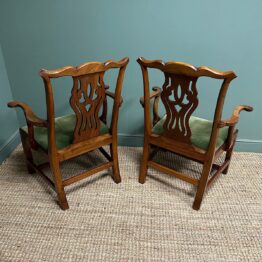 Quality Pair of Antique Georgian Carver Arm Chairs