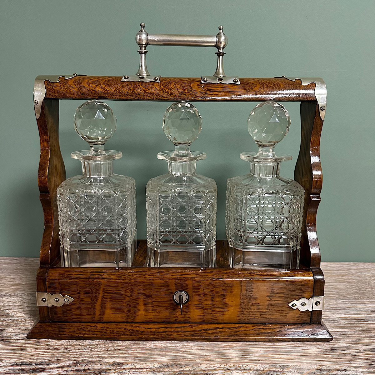 Quality Victorian Oak Antique Tantalus 1 Quality Victorian Oak Antique Tantalus