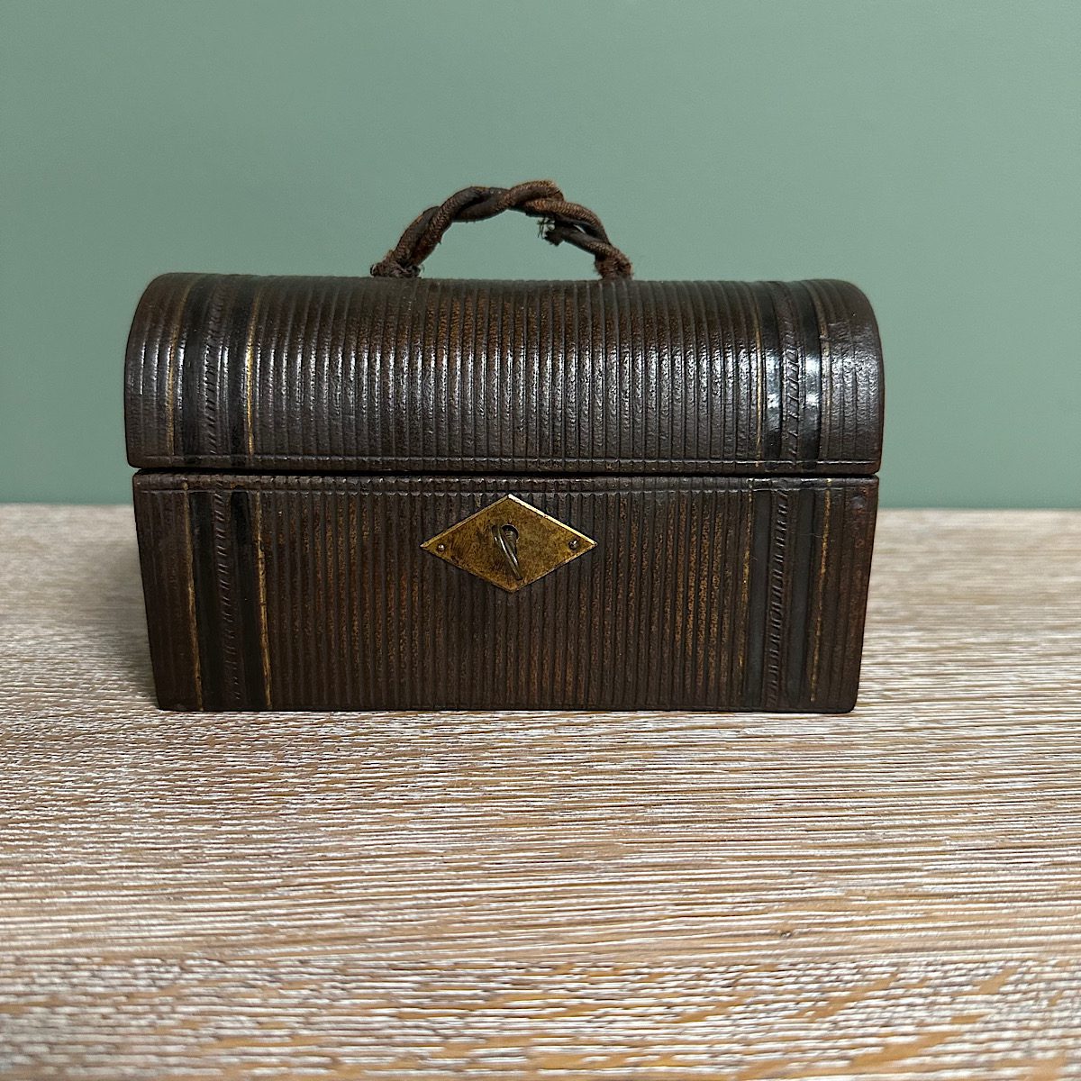 Unusual Antique Casket with 3 Cut Glass Bottles 2 Unusual Antique Casket with 3 Cut Glass Bottles