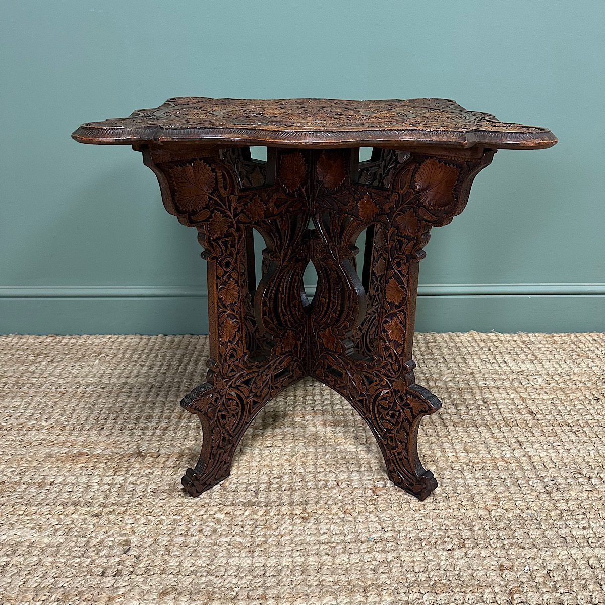 Rare Anglo Indian Antique Carved Table 6 Rare Anglo Indian Antique Carved Table