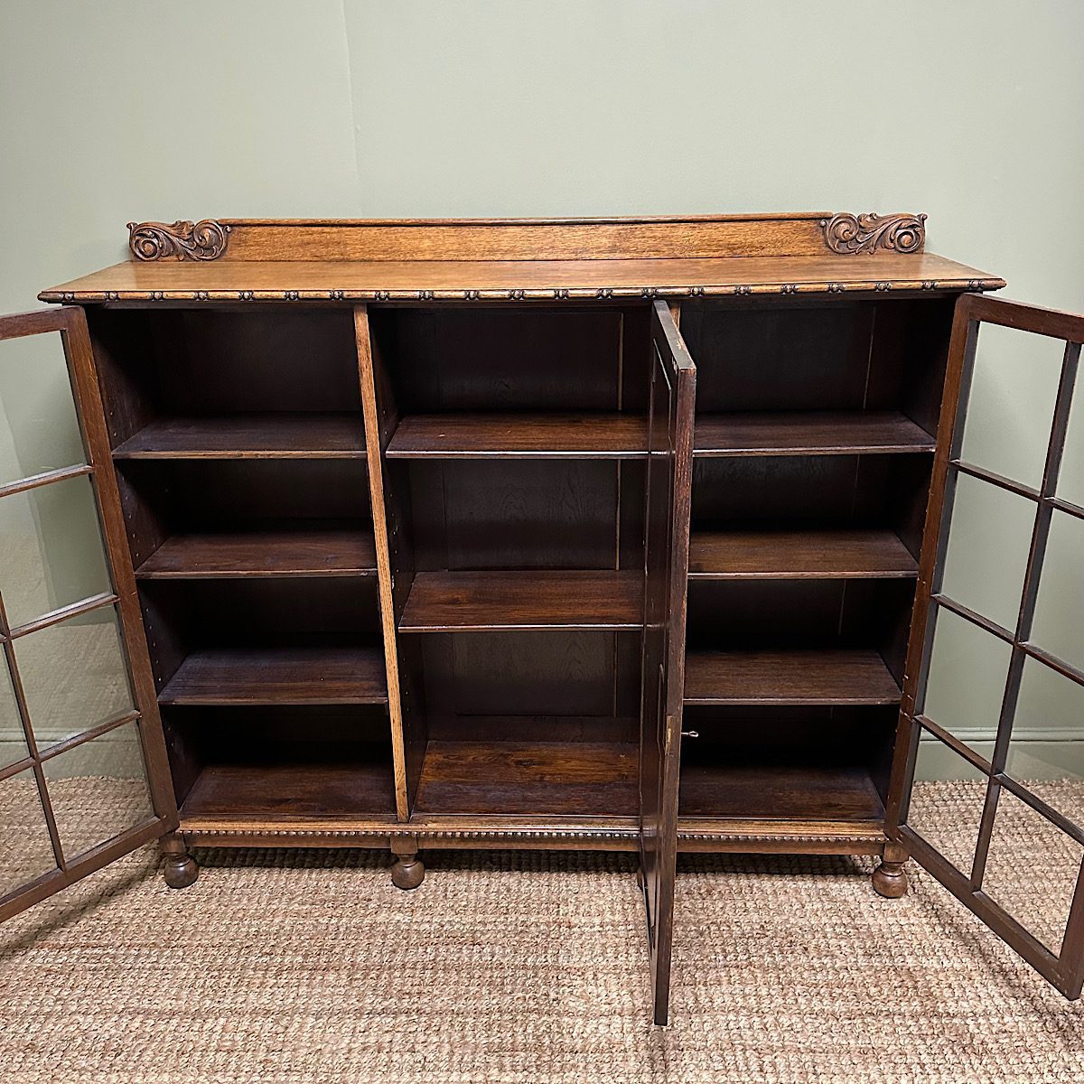 Quality Oak Antique Edwardian Bookcase 7 Quality Edwardian Oak Antique Bookcase