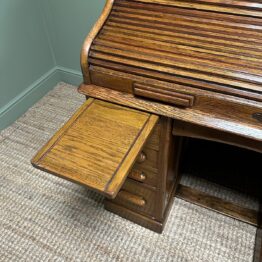 Quality Antique Oak Roll Top Desk By Lebus