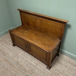Quality Edwardian Oak Antique Bench