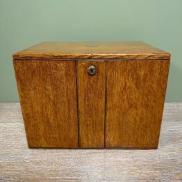 Unusual Victorian Oak Antique Stationary Box with Fitted Interior