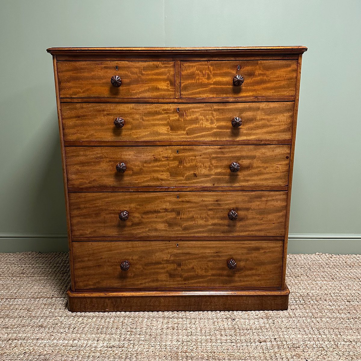 Tall Antique Victorian Mahogany Chest of Drawers by J.Maple 1 Tall Antique Victorian Mahogany Chest of Drawers