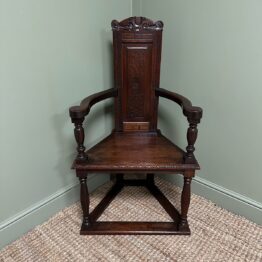 Unusual Victorian Oak Antique Chair stamped Genèva 1895