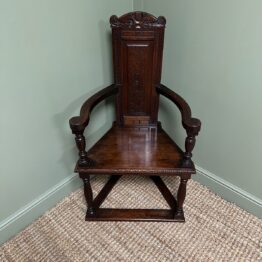 Unusual Victorian Oak Antique Chair stamped Genèva 1895