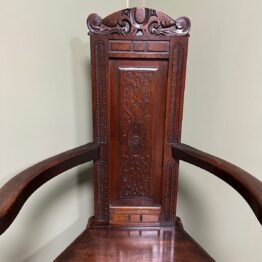 Unusual Victorian Oak Antique Chair stamped Genèva 1895
