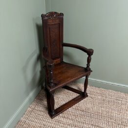Unusual Victorian Oak Antique Chair stamped Genèva 1895