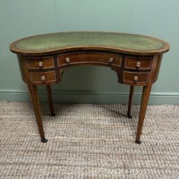 Beautiful Inlaid Edwardian Mahogany Antique Kidney Shaped Writing Desk