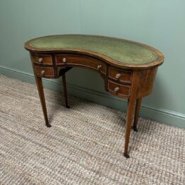 Beautiful Inlaid Edwardian Mahogany Antique Kidney Shaped Writing Desk